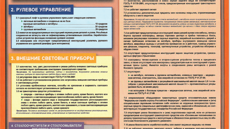 Какие неисправности, с которыми запрещена эксплуатация автомобиля