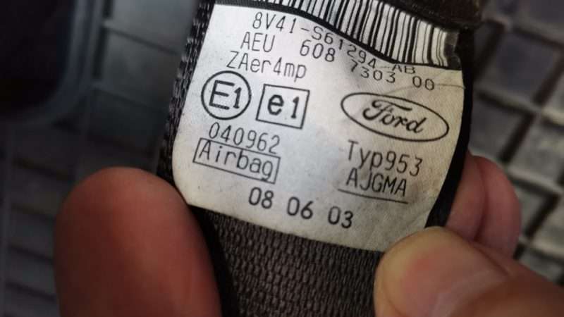 Определение года выпуска автомобиля по ремням безопасности